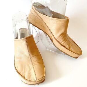Via Spiga, Leather Wedge Slip On Mules